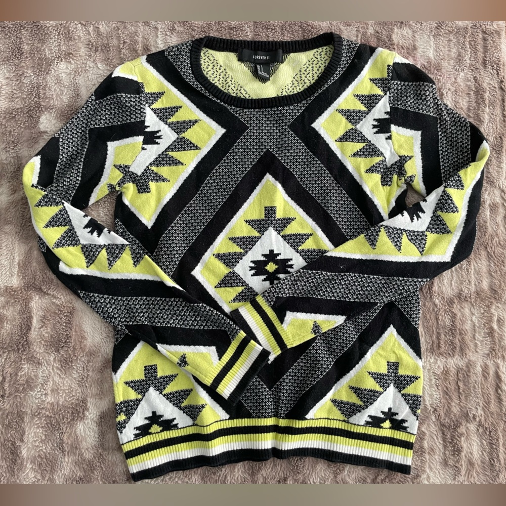 Forever21 Colorful Geometric Sweater